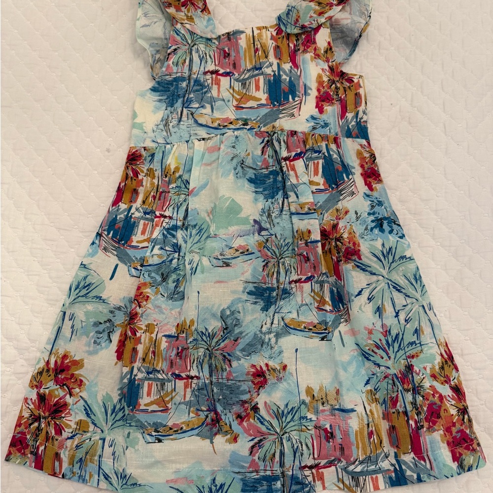 Zara Kids Dress with Tropical Print - Blue, Pink, Yellow